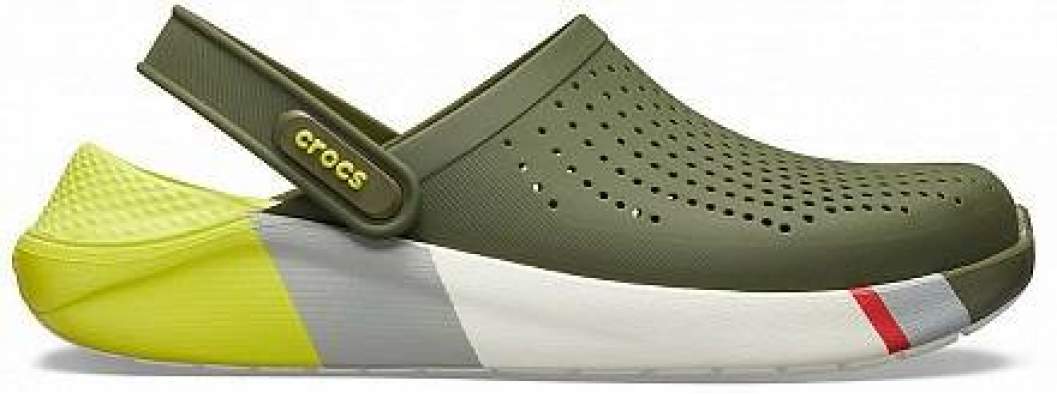 CROCS LiteRide Colorblock Clog Army Green-White