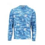 Simms SolarFlex Hoody Print, Hex Camo Sky Blue