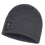 Buff Knitted & Fleece Band Hat, Solid Grey