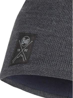 Buff Knitted & Fleece Band Hat, Solid Grey