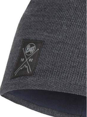 Buff Knitted & Fleece Band Hat, Solid Grey
