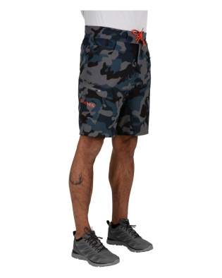 Simms Seamount Board Shorts, Woodland Camo Storm