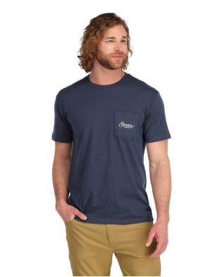 Simms Two Tone Pocket Tee, Navy Heather