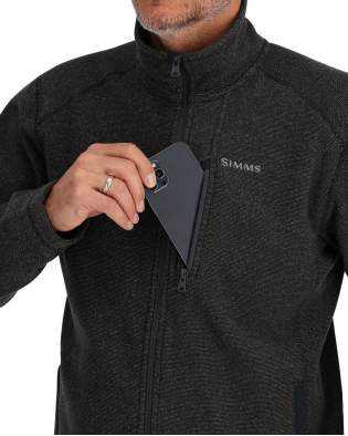Simms Rivershed Full Zip Fleece Jacket, Black Heather