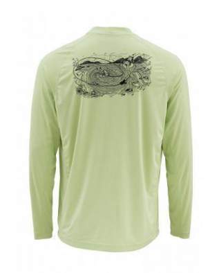 Футболка Simms Solarflex LS Crewneck - Graphic Print, Record Light Green