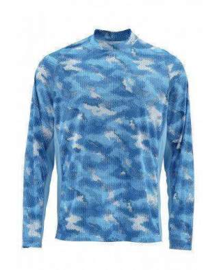 Футболка Simms Solarflex LS Crewneck - Print, Hex Camo Sky Blue