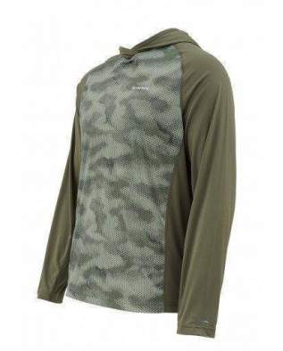 Simms SolarFlex Hoody Print, Hex Camo Loden