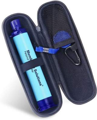 Membrane Solutions WATER FILTER STRAW BLUE 1PK W CARRYING CASE 428905, Blue