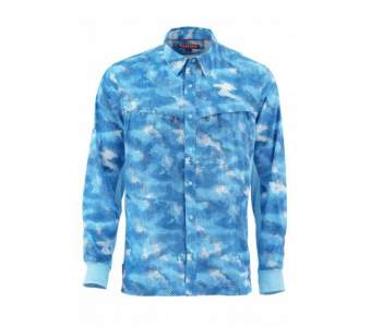 Рубашка Simms Intruder BiComp LS Shirt, Hex Camo Sky Blue