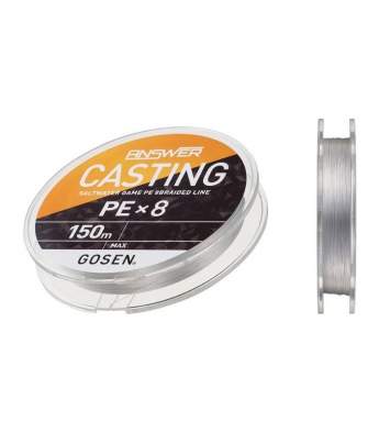 GOSEN Answer Casting PE×8 150m #1.2 PE, Fine Silver 