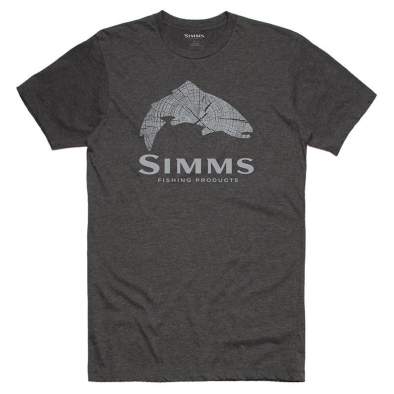 Simms Wood Trout Fill T-Shirt, Charcoal Heather