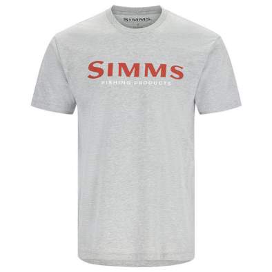 Simms Logo T-Shirt, Grey Heather - Crimson