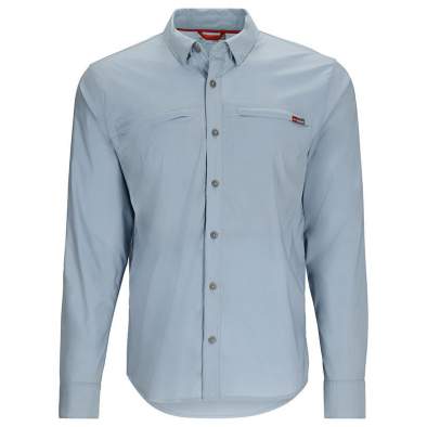 Simms BugStopper LS Shirt, Steel Blue Plaid