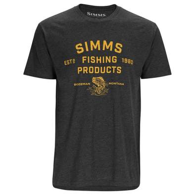 Simms Stacked Logo Bass T-Shirt, Charcoal Heather