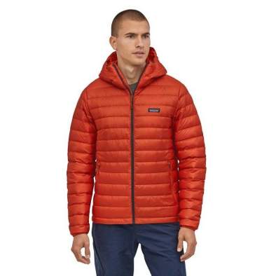 Patagonia M's Down Sweater Hoody, Hot Ember