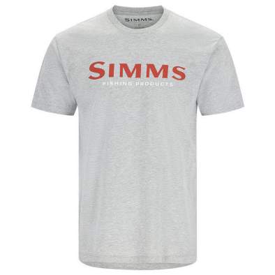 Simms Logo T-Shirt, Grey Heather - Crimson