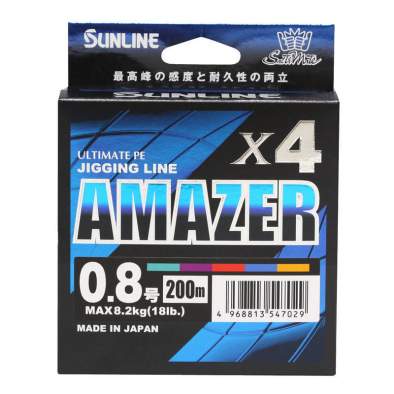 Sunline SM Amazer×4 200m #0.8 PE, Multicolor 