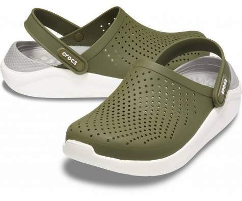 CROCS LiteRide Colorblock Clog Army Green-White New