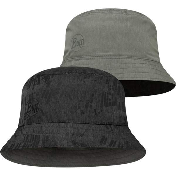 Buff Travel Bucket Hat, Black-Grey