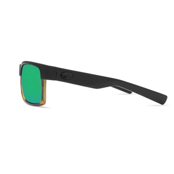 Costa Half Moon Green Mirror 580G, Matte Black Shiny Tortoise