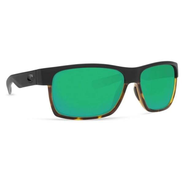 Costa Half Moon Green Mirror 580G, Matte Black Shiny Tortoise