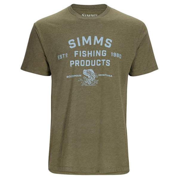 Simms Stacked Logo Bass T-Shirt, Military Heather