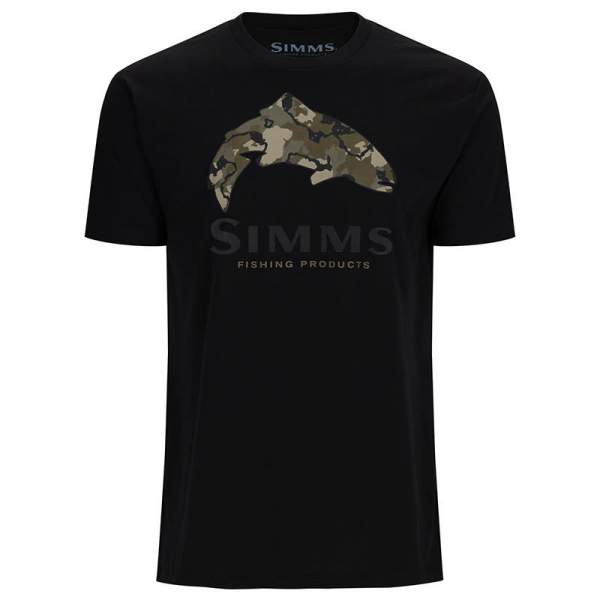 Simms Trout Regiment Camo Fill T-Shirt, Black