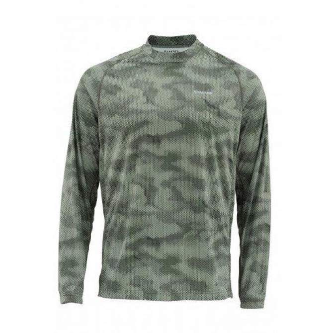 Футболка Simms Solarflex LS Crewneck - Print, Hex Camo Loden