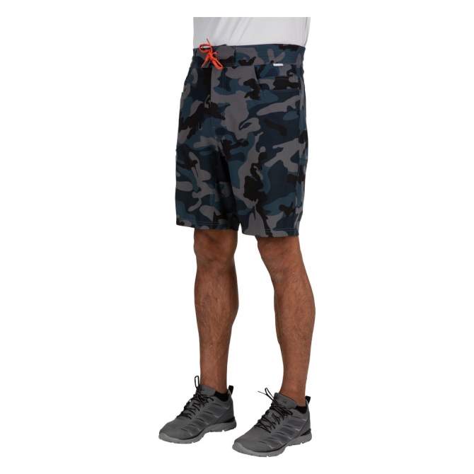 Simms Seamount Board Shorts, Woodland Camo Storm