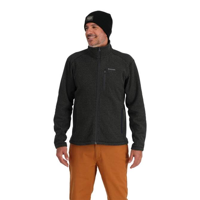 Simms Rivershed Full Zip Fleece Jacket, Black Heather