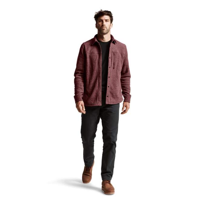 Sitka Snowcrest LS Shirt, Dark Red Heather