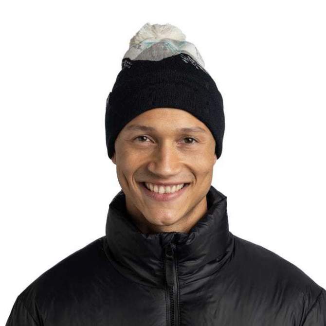Buff Knitted Hat, Tatik Black