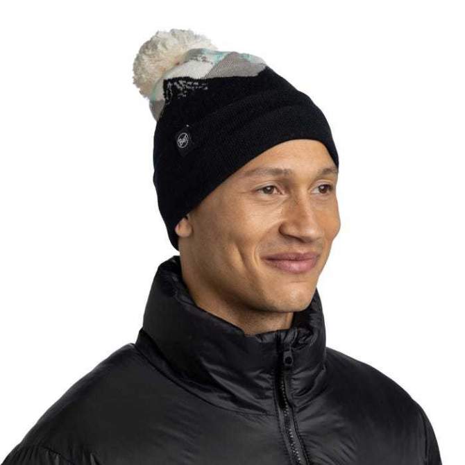Buff Knitted Hat, Tatik Black