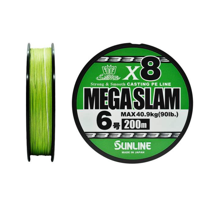 Sunline Saltymate Mega Slam x8 200m #6 PE, Bright Green