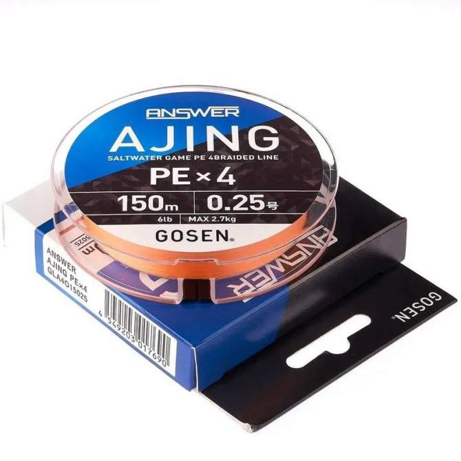 GOSEN Answer Ajing PE×4 150m #0.25 PE, Cocktail Orange