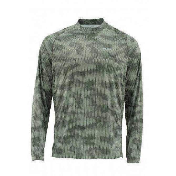 Футболка Simms Solarflex LS Crewneck - Print, Hex Camo Loden