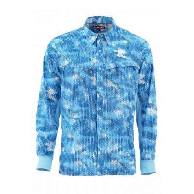 Рубашка Simms Intruder BiComp LS Shirt, Hex Camo Sky Blue
