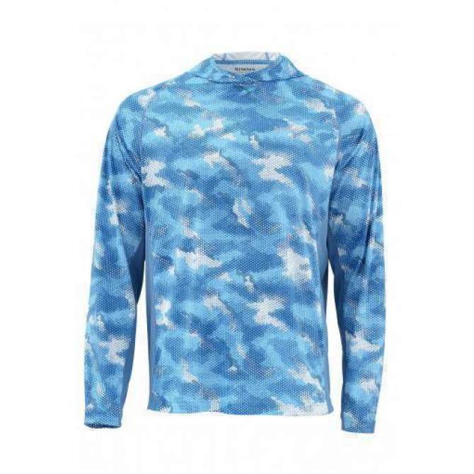 Simms SolarFlex Hoody Print, Hex Camo Sky Blue
