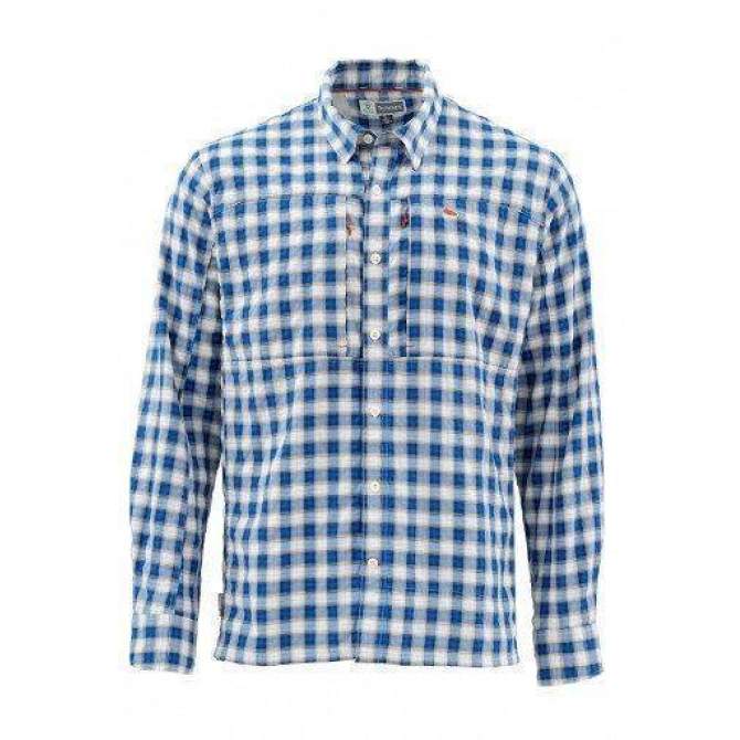Рубашка Simms BugStopper LS Shirt, Plaid Admiral Blue