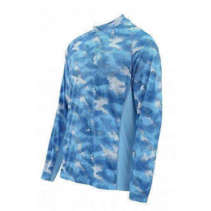 Футболка Simms Solarflex LS Crewneck - Print, Hex Camo Sky Blue