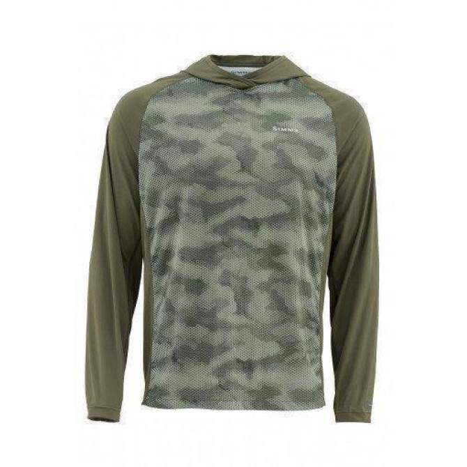 Simms SolarFlex Hoody Print, Hex Camo Loden