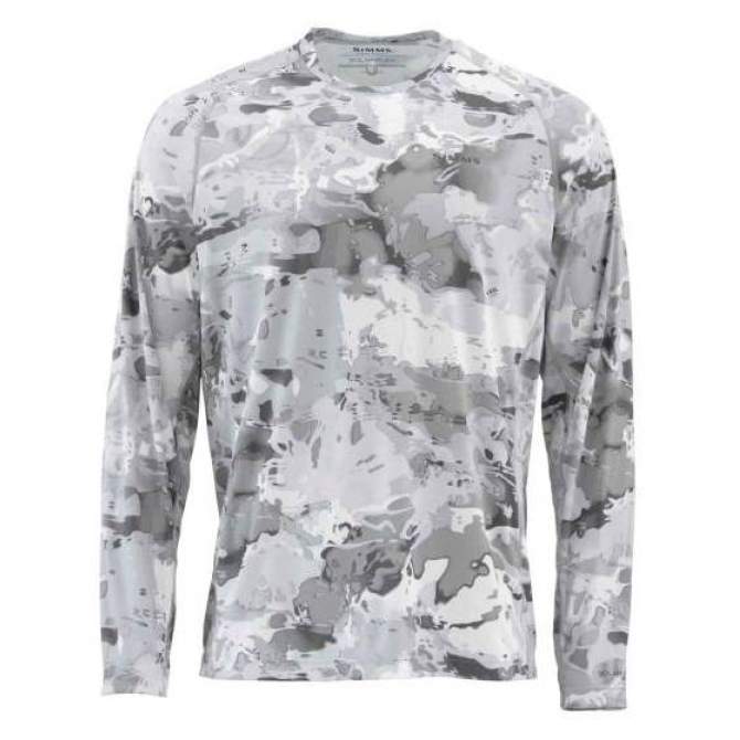 Simms SolarFlex LS Crewneck - Print, Cloud Camo Grey