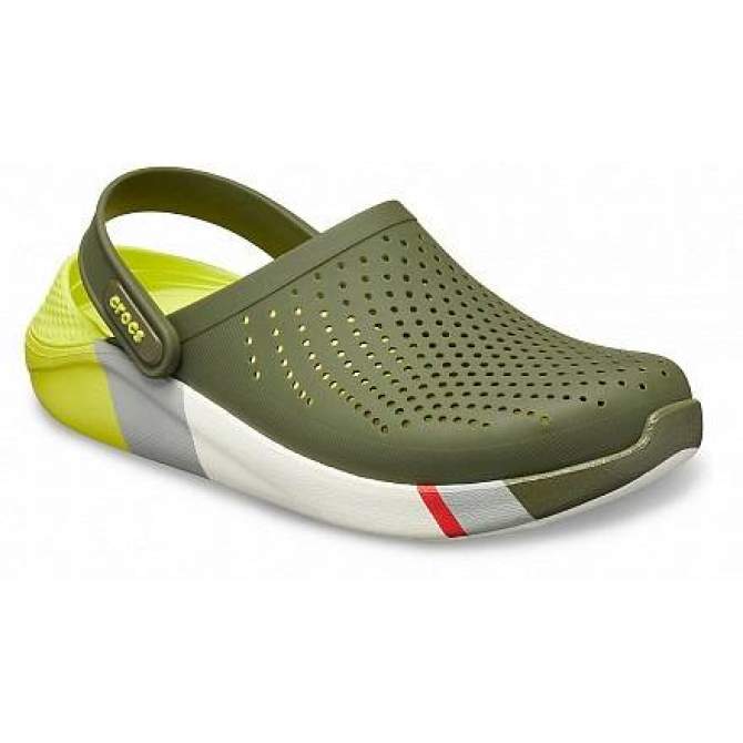CROCS LiteRide Colorblock Clog Army Green-White