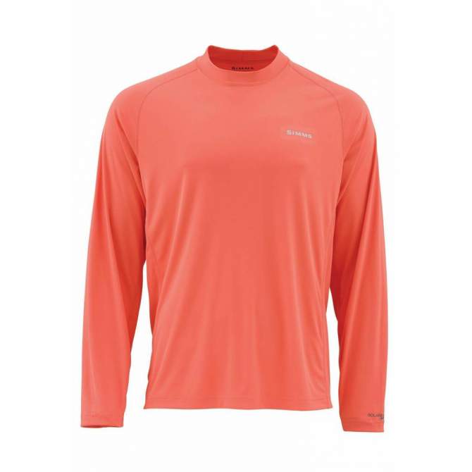 Simms Solarflex LS Crewneck Solid, Dark Coral