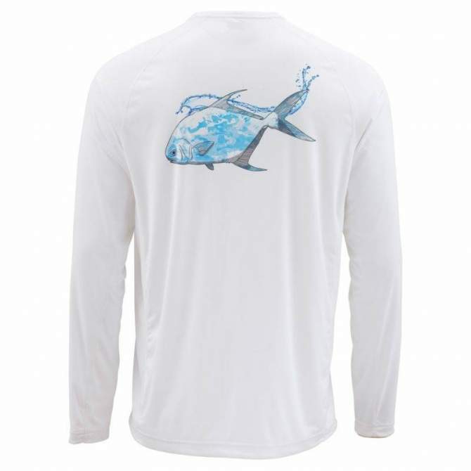 Simms SolarFlex LS Crew - Graphic Print, Cloud Camo Permit Mist