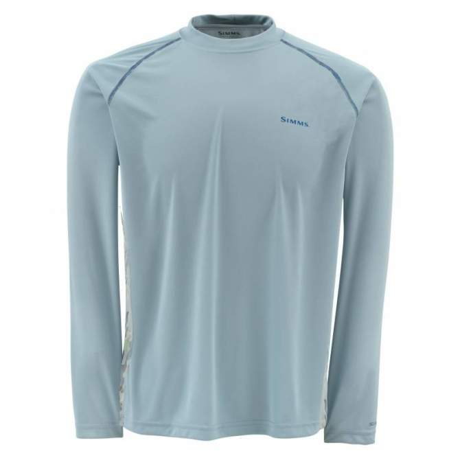 Simms SolarFlex LS Crewneck - Print, Tidal Camo Slate Blue