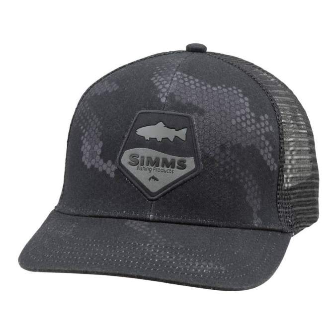 Simms Trout Patch Trucker, Hex Camo Carbon