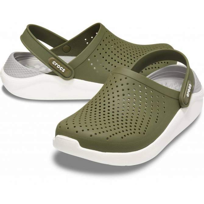 CROCS LiteRide Colorblock Clog Army Green-White New