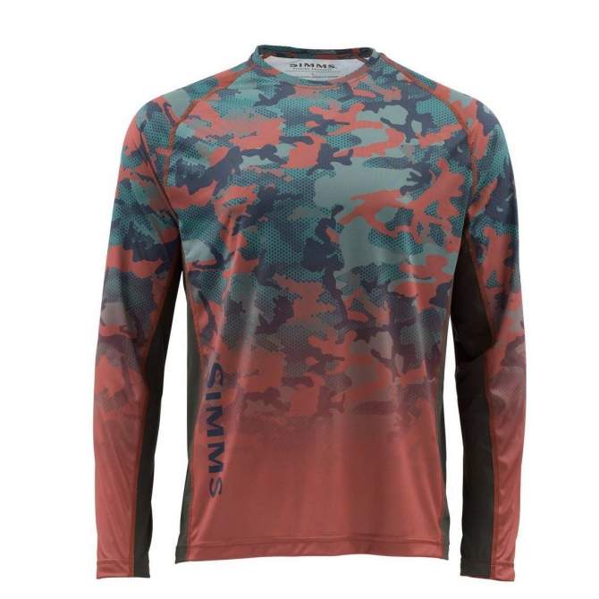 Simms Challenger Solar Tech Jersey, Hex Flo Camo Rusty Red