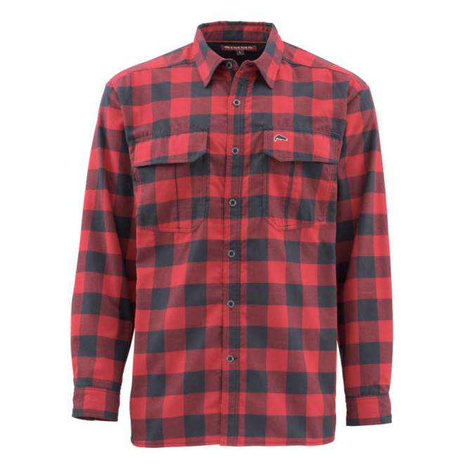 Simms Coldweather LS Shirt, Red Buffalo Plaid